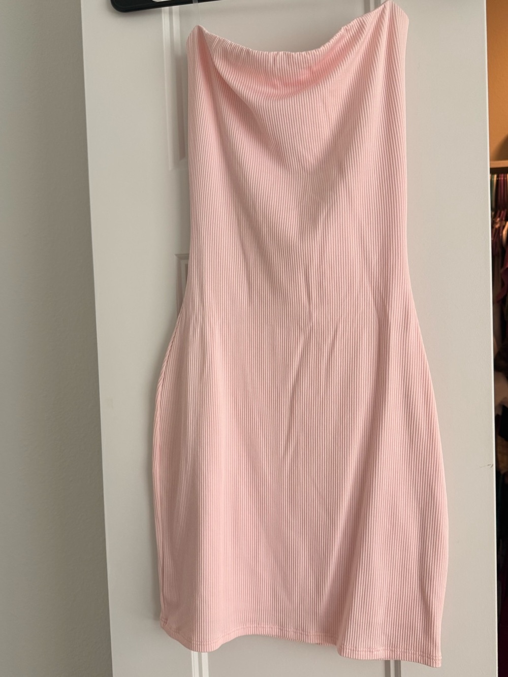Windsor Strapless Light Pink Ribbed Bodycon Dress